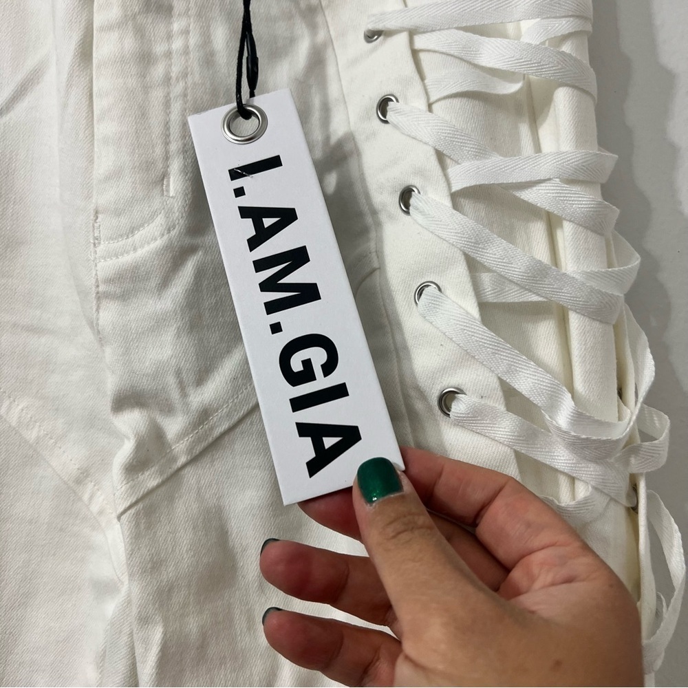 I AM GIA Small White Holly Grunge Edgy Casual Lace Up Pants - Picture 6 of 12